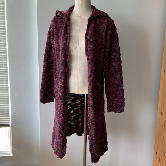 Purple knit long sweater jacket - Picture 6 of 11